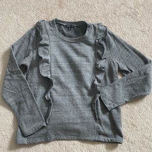 J. Crew Mercantile ruffle sweatshirt top.